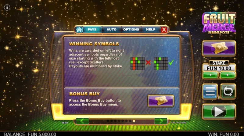 Fruit Merge Megapots - winning lines on the reels